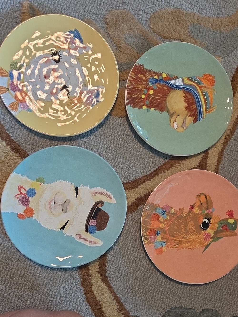 Pier 1 White Earthenware Desert Llama Plates -
